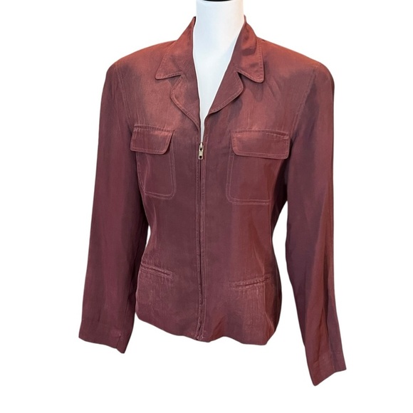 August Silk Full Zipper Jacket in Burnt Sienna Women’s Size Medium - Picture 1 of 7